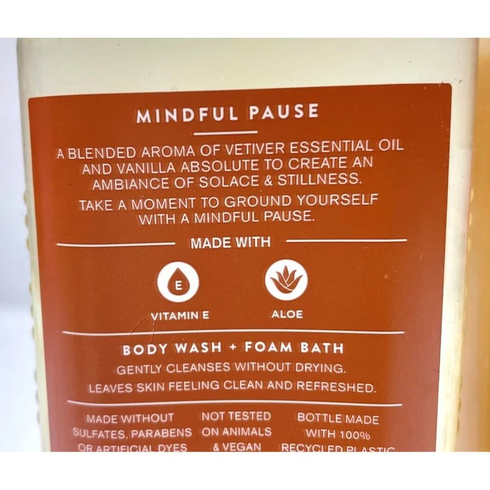Bath & Body Works Aroma MINDFUL PAUSE VETIVER & VANILLA Body Wash & Lotion Set